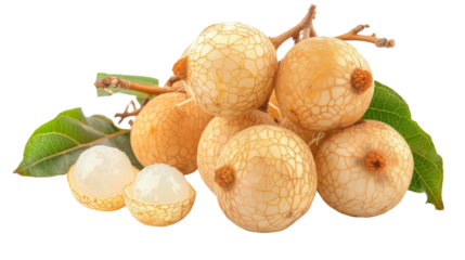 Various fruits placed neatly on a vibrant green leaf, creating a colorful and appetizing display