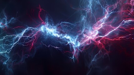 Energetic pulses of electricity depicted through abstract, luminous patterns against a deep, dark background, captured with high-definition clarity