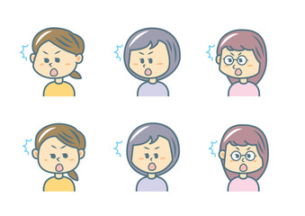 驚く女の子のイラストセット