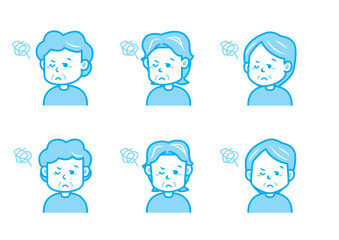 悩む女性のイラストセット