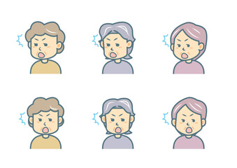 驚く女性のイラストセット