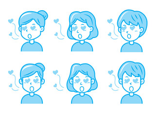 恋をする女性のイラストセット