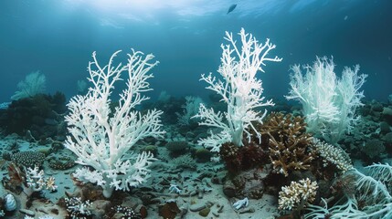 A bleached coral reef is a coral reef that has lost its color due to stress. 