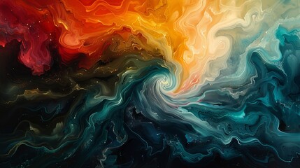 Obraz premium Abstract Painting Symbolizing the Journey of the Soul Beyond Physical Boundaries.