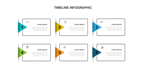 Vector template infographic with 6 step, process, plan, or option can be used for workflow, business information, and web graphic design 