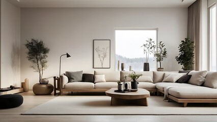 A modern and minimal living room, minimal interior design