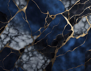 Dark blue and black, crackled marble background
