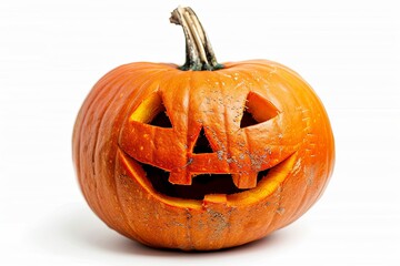 Isolated Halloween pumpkin with retro pop art smiley face. Festive decor