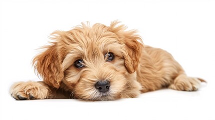 Cute havanese puppy with a playful look on a white background