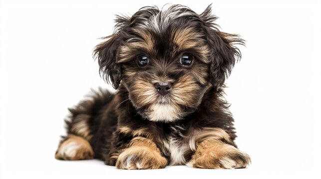 Cute havanese puppy with a playful look on a white background