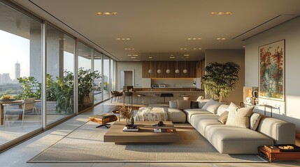 Modern Furnishings and Artwork Shine in Soft Morning Glow
