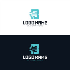 Alphabet digital technology simple line logo design vector
