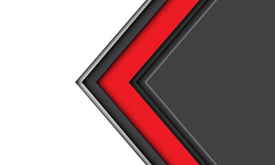 Abstract red grey arrow direction geometric grey white blank space design modern futuristic background vector