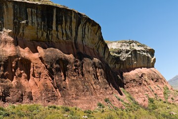 View of Mushroom Rock rock formation in Golden Gate Highlands National Park. Republic of South...