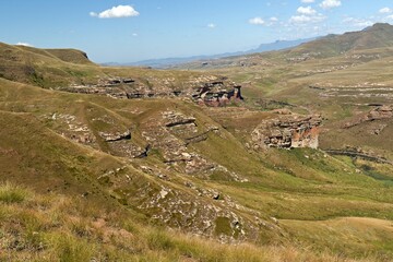 View of the landscape in Golden Gate Highlands National Park while hiking the Wodehouse Trail. Republic of South Africa. Africa.