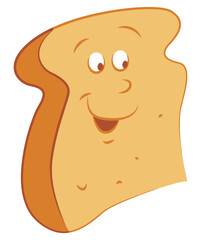 A cartoon bread isolated on white background