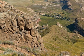 View of the landscape in Golden Gate Highlands National Park while hiking the Wodehouse Trail. Republic of South Africa. Africa.