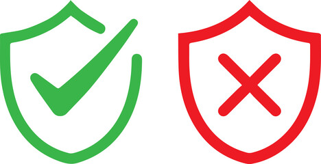 Green checkmark tick and red X icons.  © JP