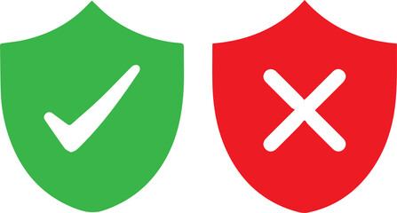 Green checkmark tick and red X icons.  © JP