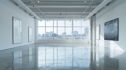 A modern art gallery with minimalist interiors. AI generate illustration