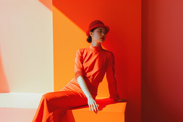 creative fashion woman isolated minimalistic studio