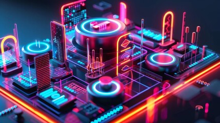 Fototapeta premium model of a data monitoring icon with bright, contrasting colors and intricate details