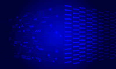 blue hi tech lines circles circuit with shine light abstract technology background