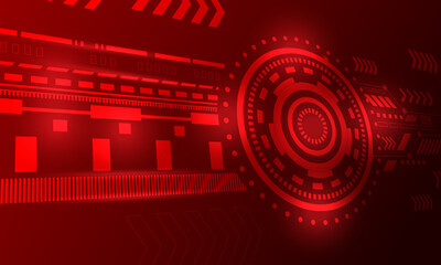 red hi tech circle with lines circuit technology abstract background