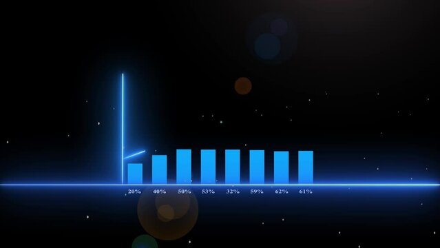 Business chart animation growth line neon glowing line animation