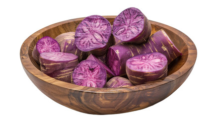 A wooden bowl filled with freshly sliced red onions, ready to be used as a topping or ingredient in a variety of dishes