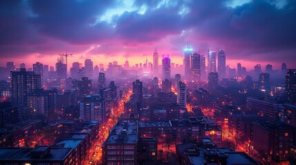 An stunning city skyline backdrop. AI generate illustration