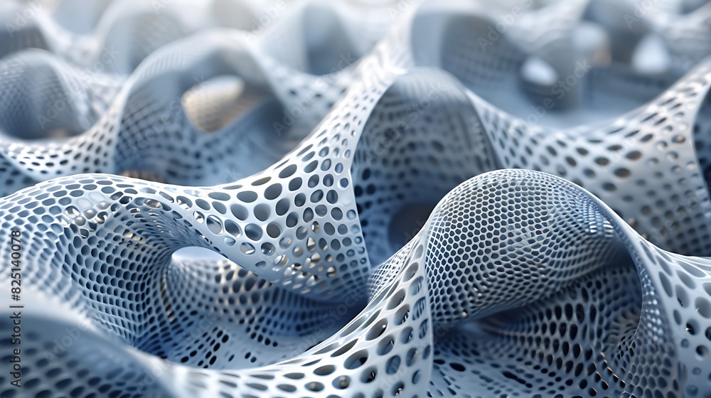 Fototapete 3d rendering of a futuristic organic structure. the complex and detailed surface is reminiscent of a