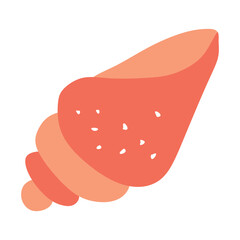 Red Sea shell on white background. Flat vector Isolated illustration. Ocean Underwater Life concept, Cartoon Design Art Tropical and Vacation Concept. Color Graphic Object, Aquarium natural Decoration