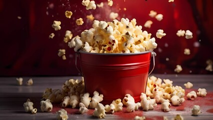 Popcorn in a red bucket