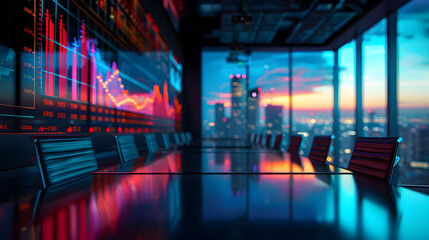 Vibrant Investment Strategy Meeting with Charts and Data Displayed on Screen   Professional Planning and Analysis Concept