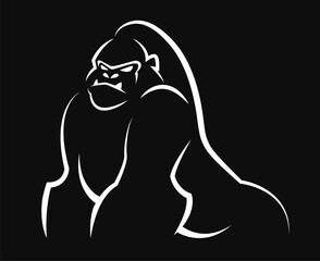 white gorilla silhouette on black background © Oleksii