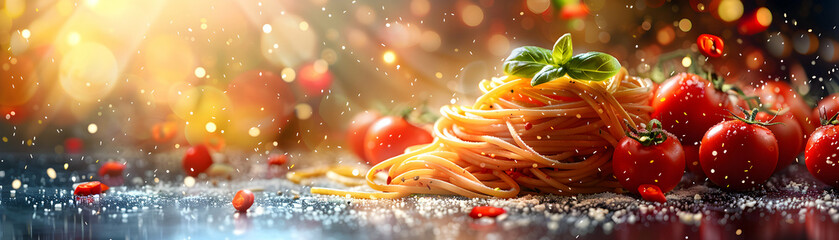 Glossy Italian Food Excellence: Abstract Digital Art showcasing Culinary Pinnacle in Photo Realistic Style on Adobe Stock