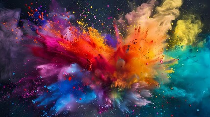 Explosion of colorful paint splashes, creating a lively and dynamic backdrop