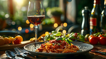 Glossy Italian Food Grandeur: Majestic  Luxurious Dining Experience   Digital Art of Grand Italian Cuisine | Photo Stock Concept