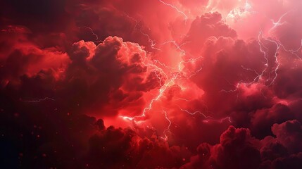 abstract red lightning storm cloud background banner dramatic weather illustration with copy space