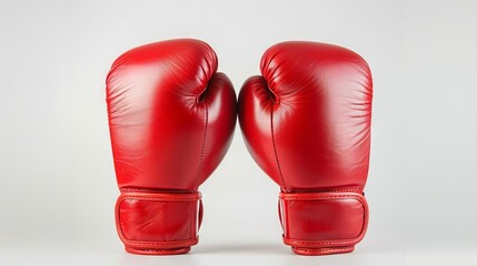 bold red boxing gloves in stark contrast against pure white background highimpact sports equipment photo