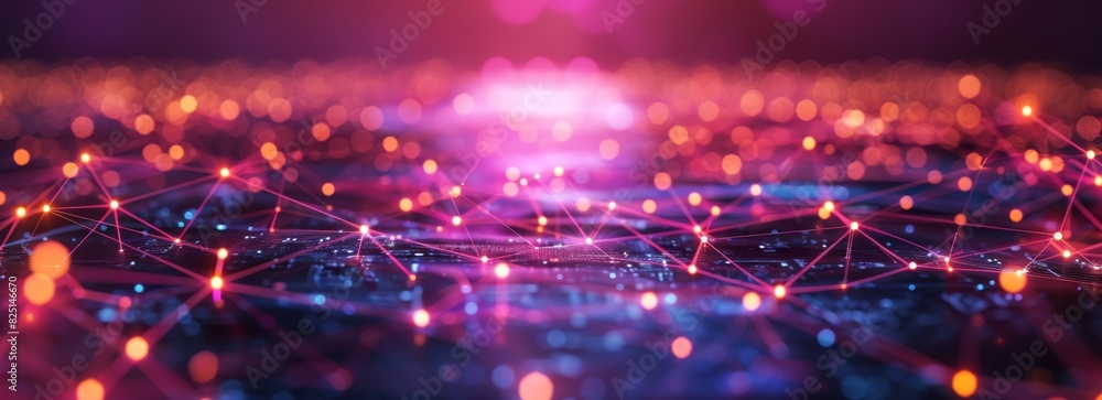 Poster connectivity network systems flat design front view technology theme 3d triadic color scheme