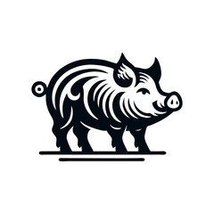 Black Animal Pig Illustration Logo Silhouette. Pig logo design