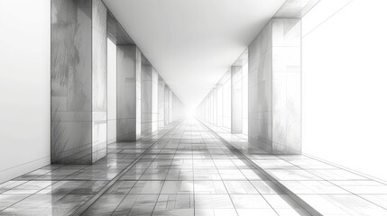 A linear horizon background with perspective drawing, showcasing abstract geometry and depth perception through the use of converging lines and minimalist design.