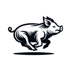 Obraz premium Black Animal Pig Illustration Logo Silhouette. Pig logo design