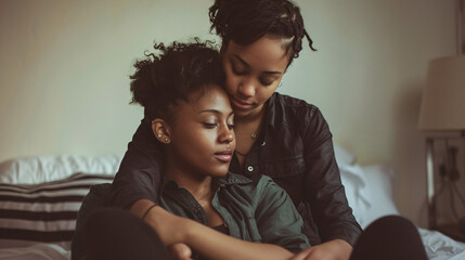 LGBTQ_couple_sitting_on_a_bed_one_partner_holding hand together
