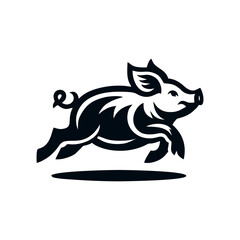 Black Animal Pig Illustration Logo Silhouette. Pig logo design