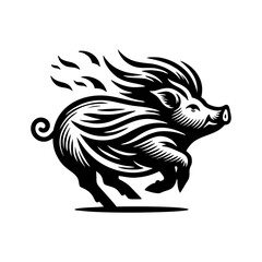 Black Animal Pig Illustration Logo Silhouette. Pig logo design