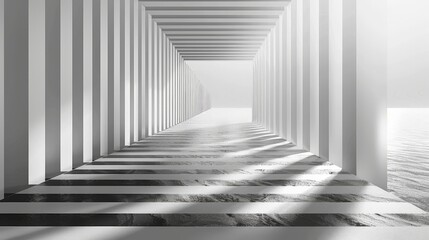 A linear horizon background with perspective lines, featuring abstract geometry and converging lines that create a sense of depth and space in a minimalist design.