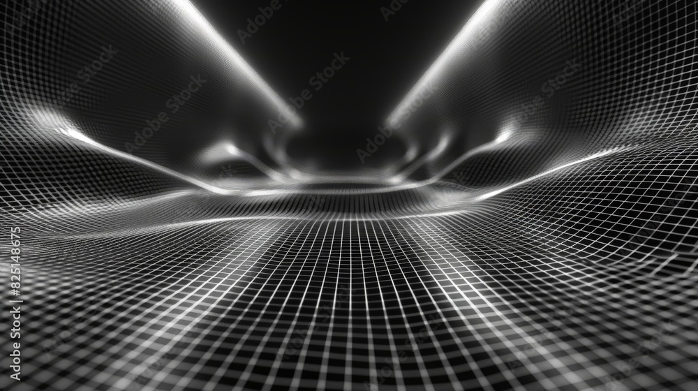 Wall mural a depth illusion background with linear perspective, featuring abstract geometry and perspective gri
